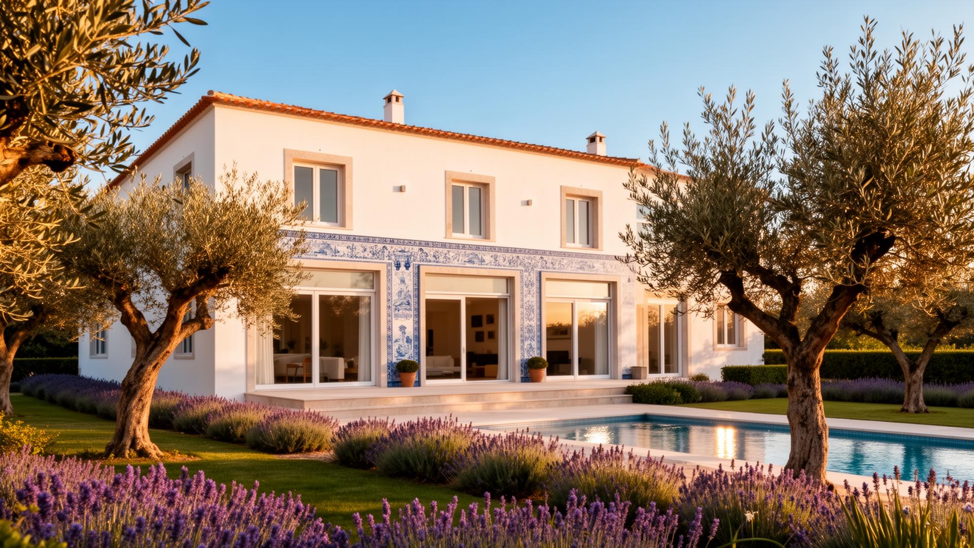 Vila portuguesa com jardim e piscina