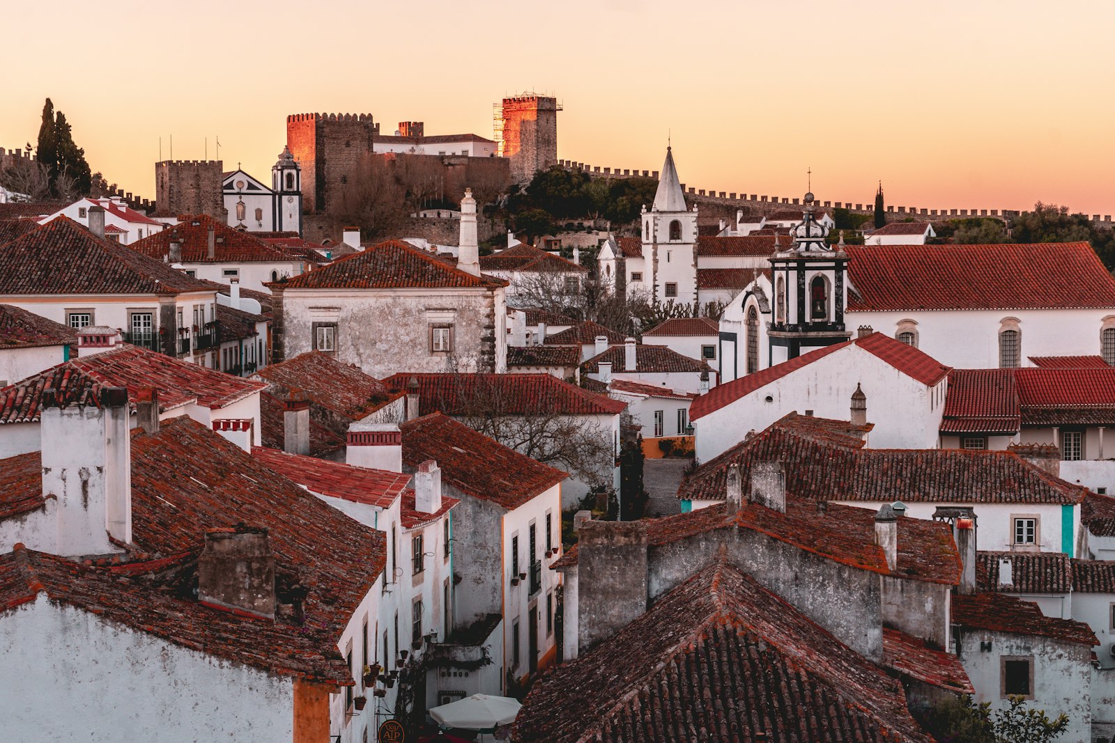 Vila histórica de Óbidos vista do céu